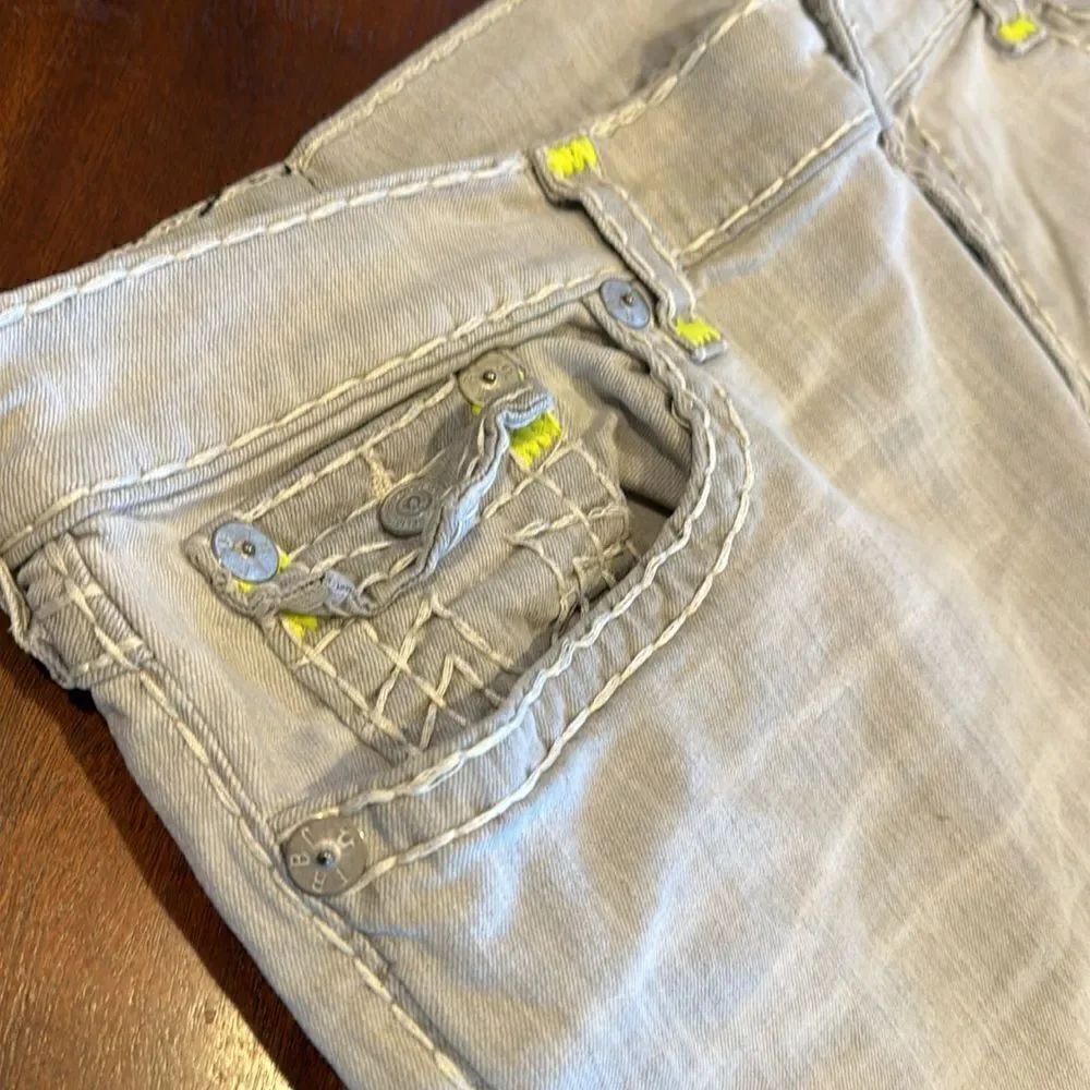 True Religion Ricky Straight Leg Gray Jeans Men’s 44x33 Rope Stitch Slim Fit